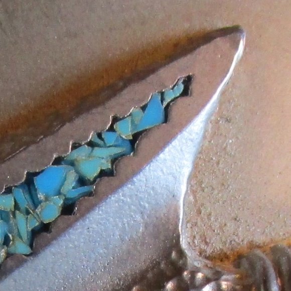 Vintage Silver/Turquoise Belt Buckle w/Arrowhead - Picture 4 of 10
